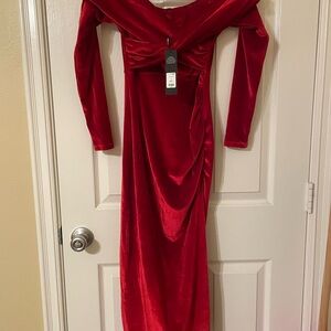 Fashion Nova Red Long Sleeve Dress